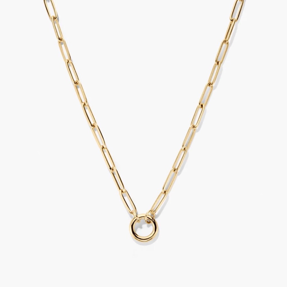 Mejuri NEW Paperclip Chain Charm Necklace 18K Gold Vermeil 16”
